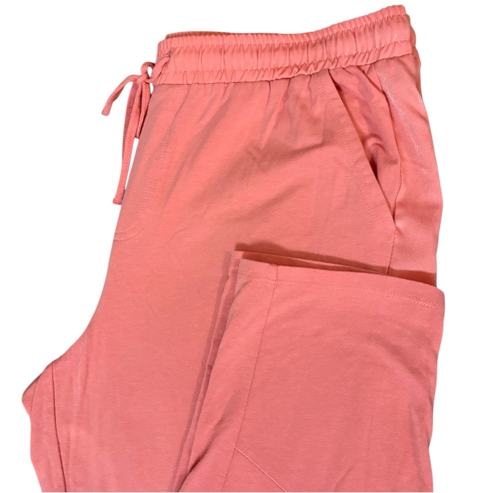 AnyBody Medium Coral Jogger Pants with Drawstring and Satin Stripes Down Sides - Picture 4 of 9